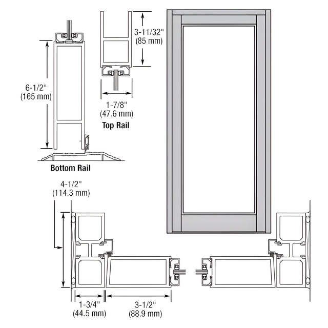 CRL-U.S. Aluminum c Anodized Blank Single Series 800 Durafront Medium Stile Offset Hung Entrance Door- No Prep