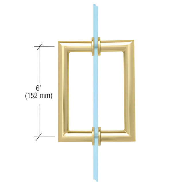 CRL Unlacquered Brass 6" MT Series Round Tubing Mitered Corner Back-to-Back Pull Handle