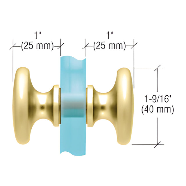 CRL Unlacquered Brass Traditional Style Back-to-Back Shower Door Knobs
