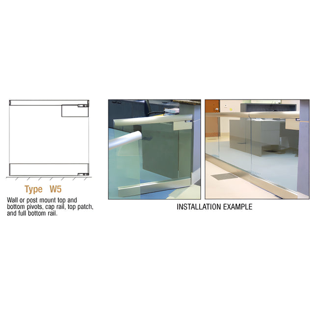 CRL Wall Mount Swinging Gate With Top and Bottom Pivots Plus Cap Rail, Top Patch, and Full Bottom Rail