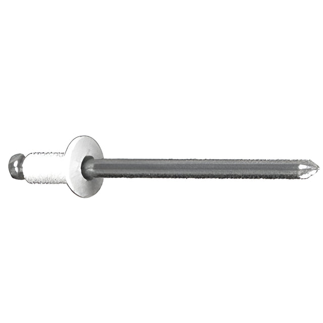 CRL White 1/8" Diameter, 3/16" to 1/4" Grip Range Aluminum Mandrel and Rivet in Packs of 10000