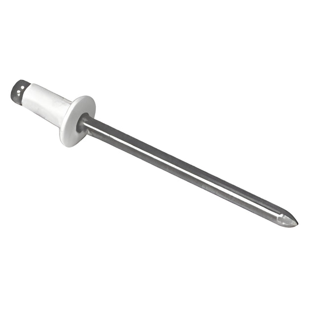 CRL White 1/8" Diameter, 3/16" to 1/4" Grip Range Aluminum Mandrel and Rivet - 1000 Pack