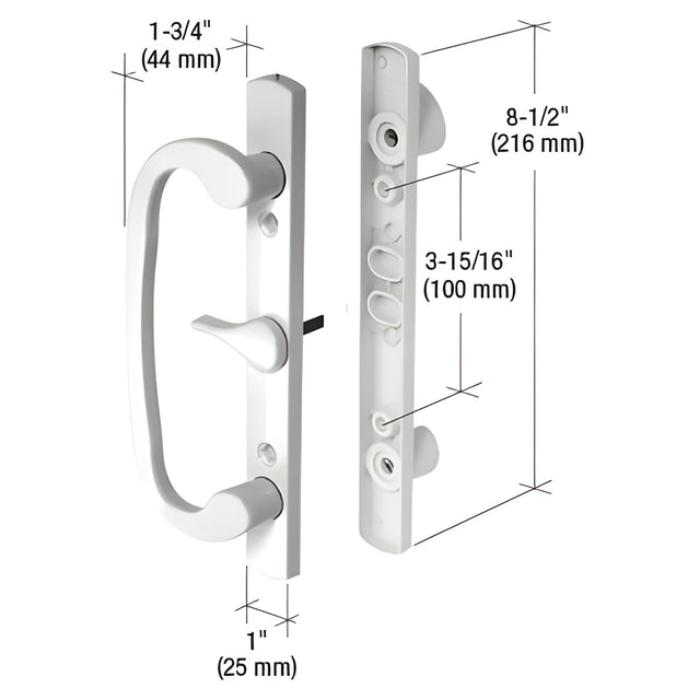 CRL White 8-1/2" Mortise-Style Handle 3-15/16" Screw Holes