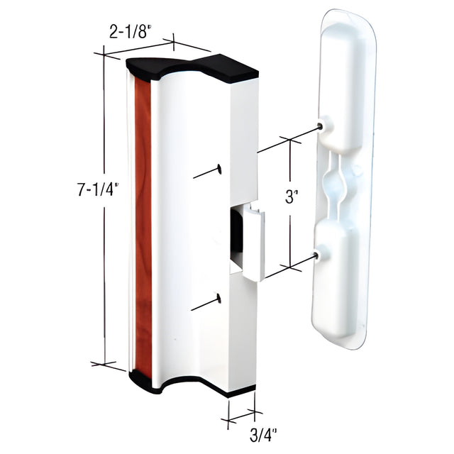 CRL White Clamp-Style Surface Mount Handle 3" Screw Holes for 950 Series Dual Glazed International Doors