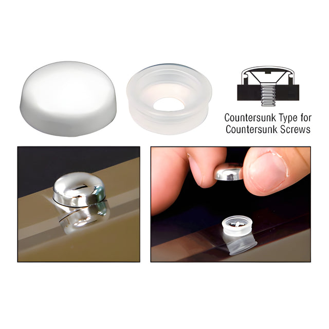 CRL White Countersunk Small Snap Cap Screw Covers