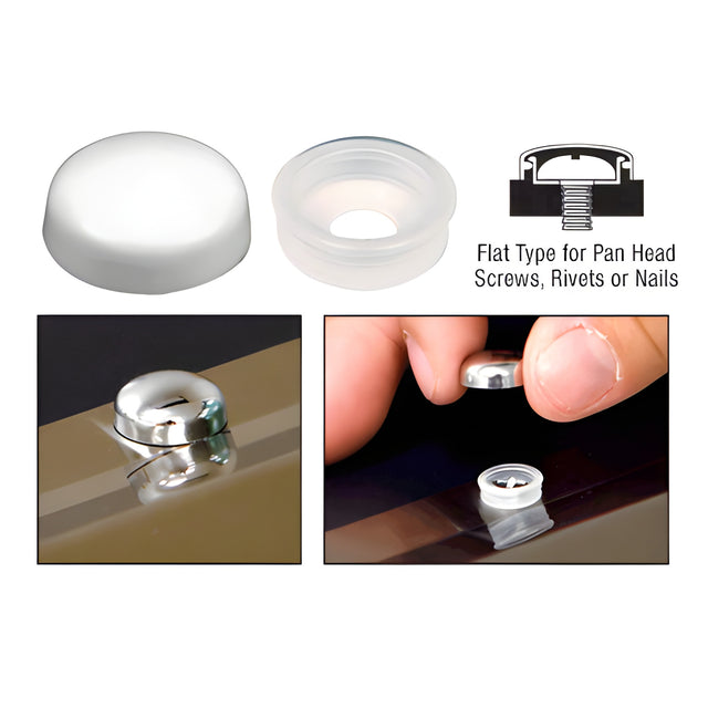 CRL White Flat Small Snap Cap Screw Covers