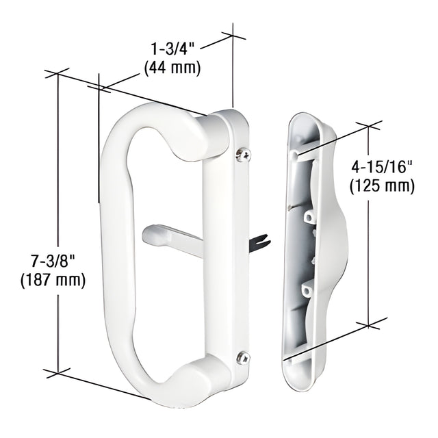 CRL White Mortise - Style Handle 4-15/16" Center-to-Center Screw Holes