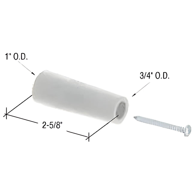 CRL White Sliding Glass Door Bumper - 2-5/8" Length