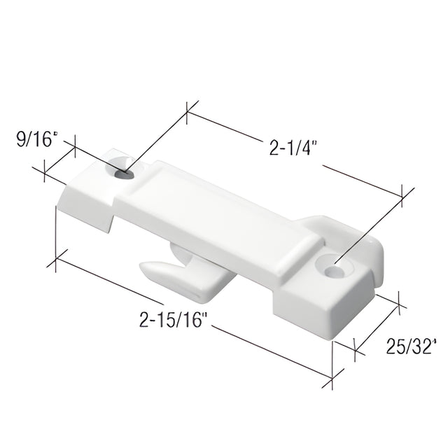 CRL White Sliding Window Lock with 2-1/4" Screw Holes for Guaranteed Products Windows