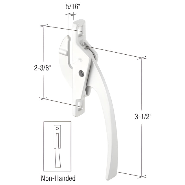 CRL White Straight Casement Window Locking Handle with 2-3/8" Screw Holes