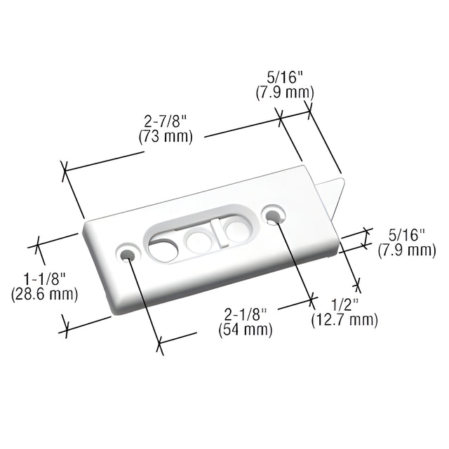 CRL White Tilt Window Latch with 2-1/8" Screw Holes