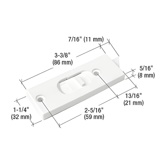 CRL White Tilt Window Latch with 2-5/16" Screw Holes