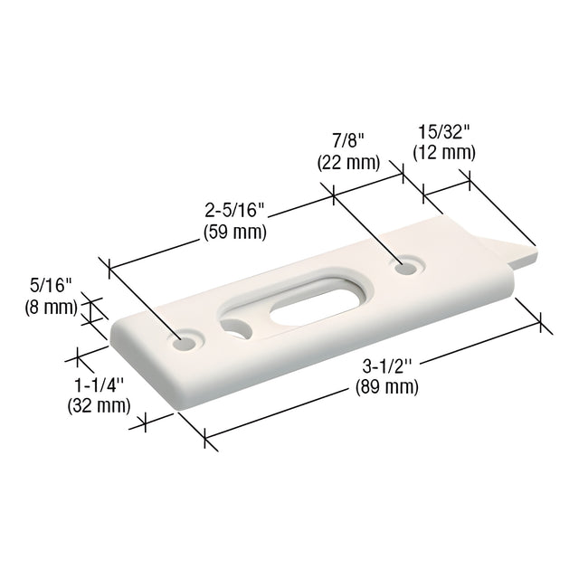 CRL White Tilt Window Latch with 2-5/16" Screw Holes