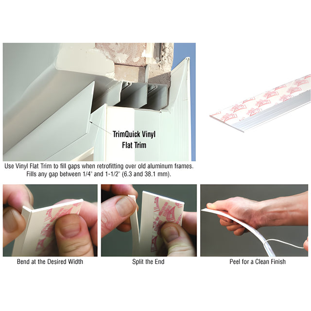 CRL White TrimQuick® 1-3/4" Flat Vinyl Trim