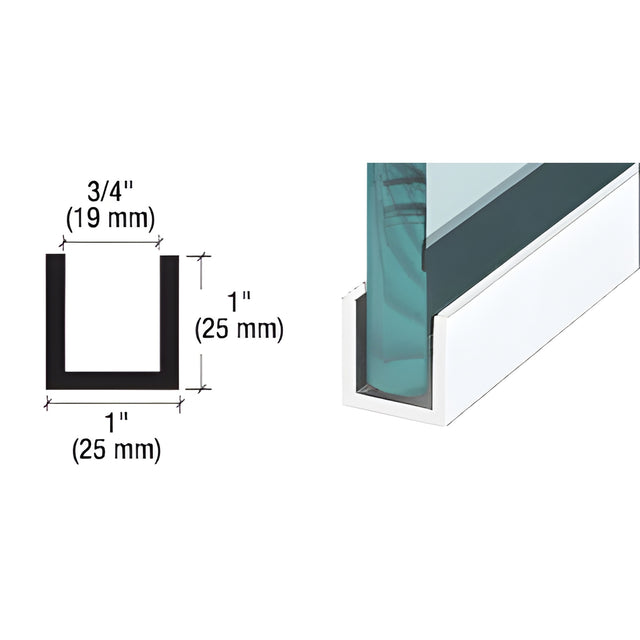 CRL White Wet / Dry Glaze 1" Deep U-Channel 120" Stock Length