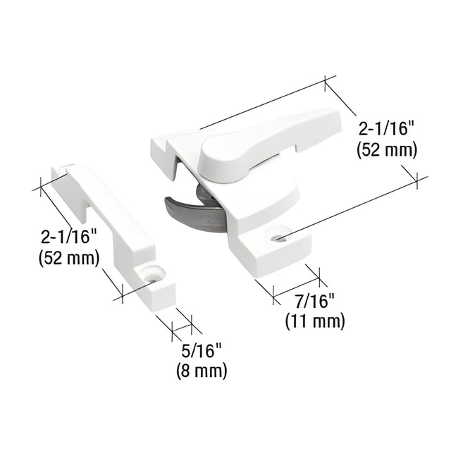 CRL White Window Sash Lock with 2-1/16" Screw Holes