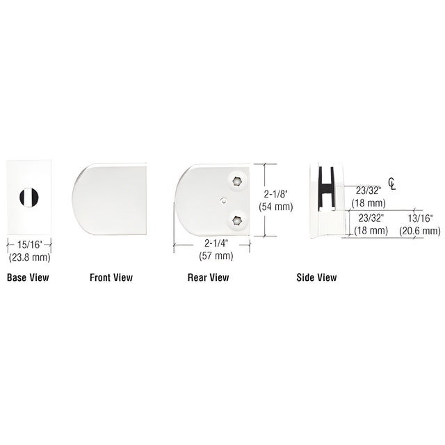CRL White Z-Series Large Round Clamp for 1/4" Glass