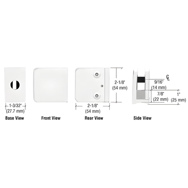 CRL White Z-Series Large Square Clamp for 3/8" Glass