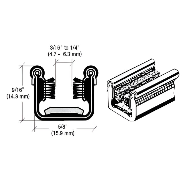 CRL Y526 Flexible Universal Channel with Pile and Felt Liner for 1948-1962 Models - 60" Length