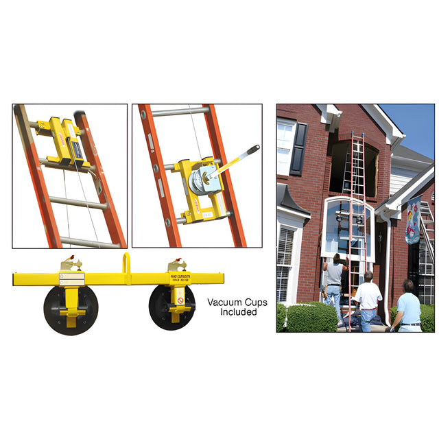 CRL Yellow Wood's Ladder Lifter with Two W4950 8" Vacuum Cups