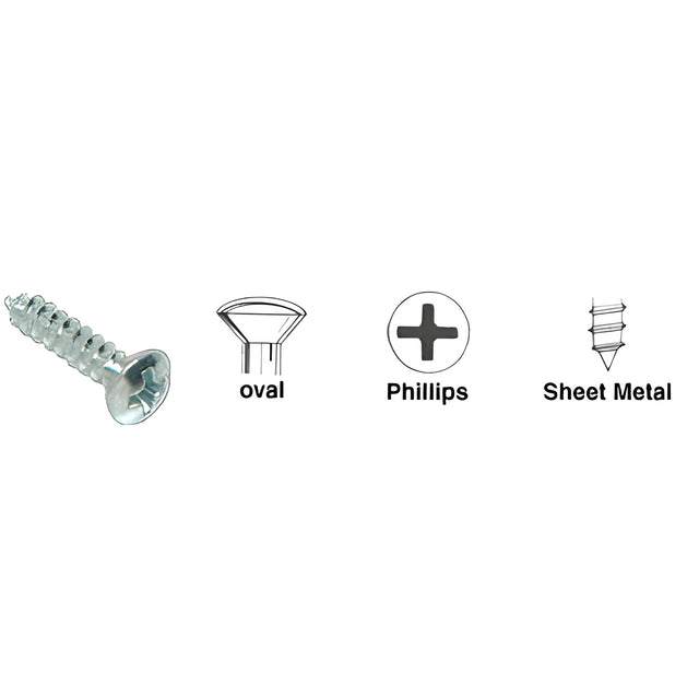CRL Zinc Finish 8 x 2" Oval Head Phillips Tapping Sheet Metal Screws