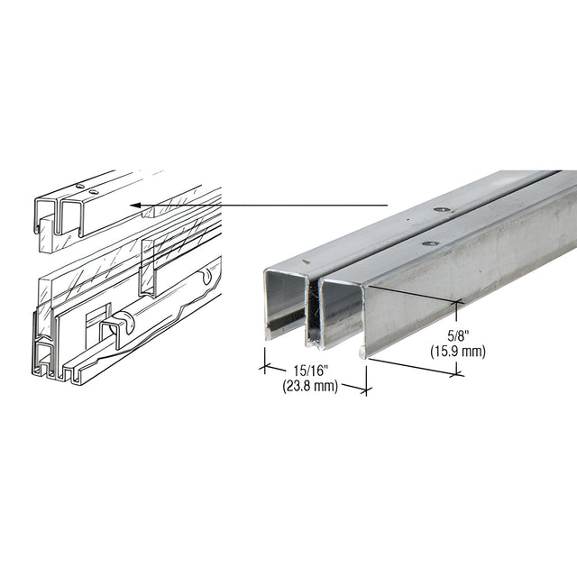 CRL Zinc Plated Steel Roll-Ezy Upper Channel Track Assembly - 144"