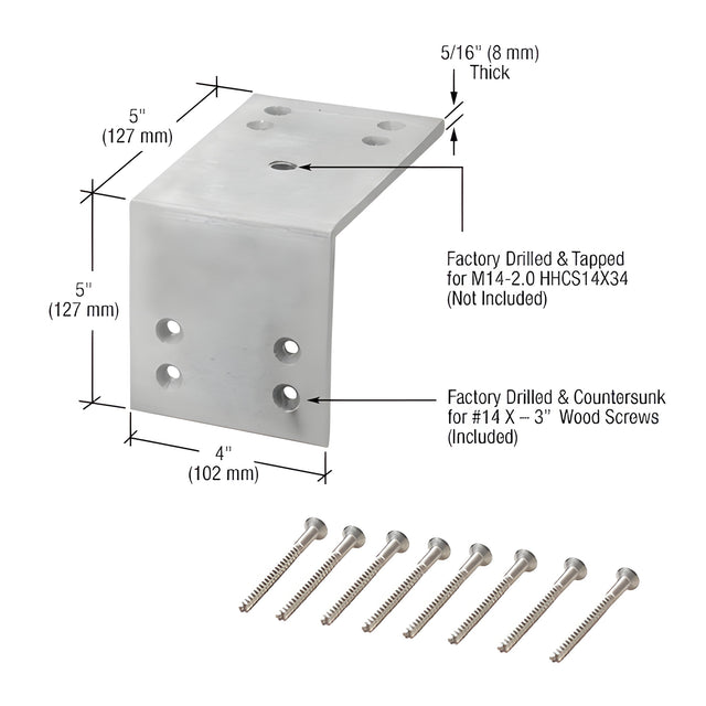 CRL Zinc Plated Wood Mount L-Angle Kit M14-2.0