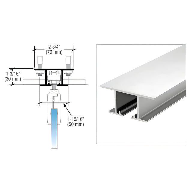 CRL50 White Powder Coated Series Top Track for Dropped Ceiling - 118"