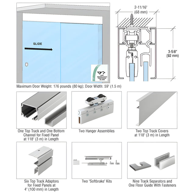 CRL51 Series Ceiling Mount Single Slider with Fixed Panel Kit