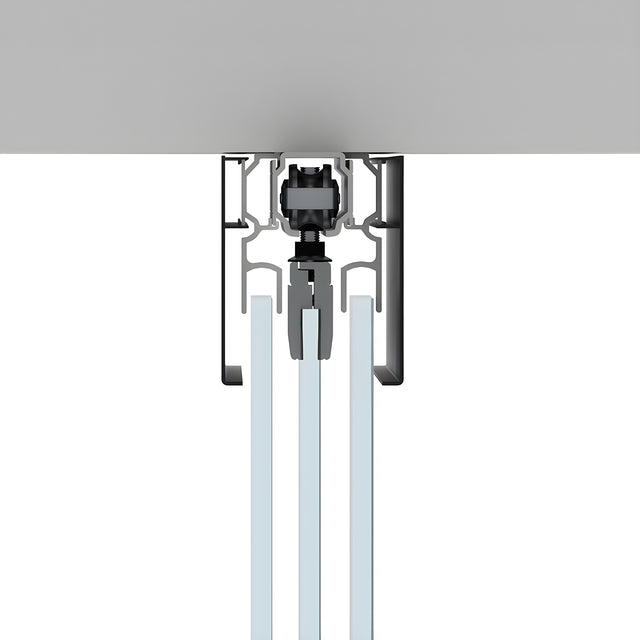CRL70 Matte Black Series Single Sliding Door with Two Fixed Panels Ceiling Mount Kit