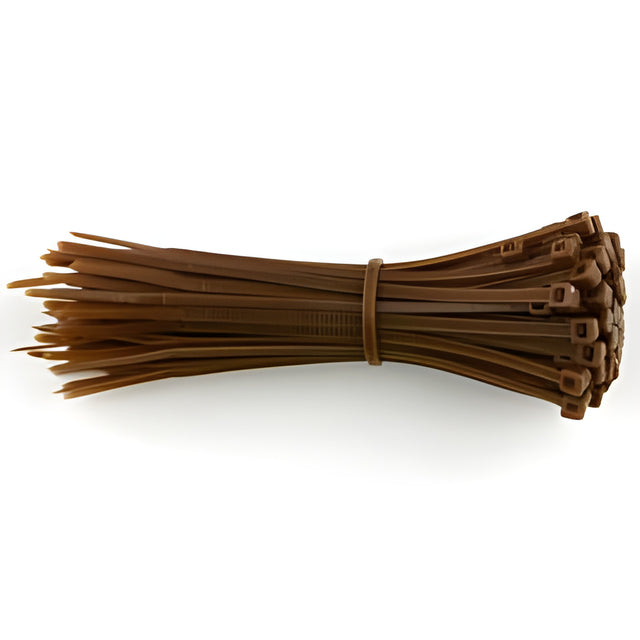 Cable Ties, 4", 18 Lbs Tensile Strength, Brown – 100/Bag