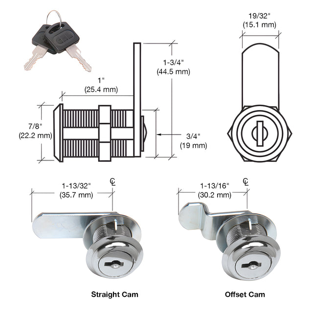 CRL Chrome Cam Lock - Randomly Keyed