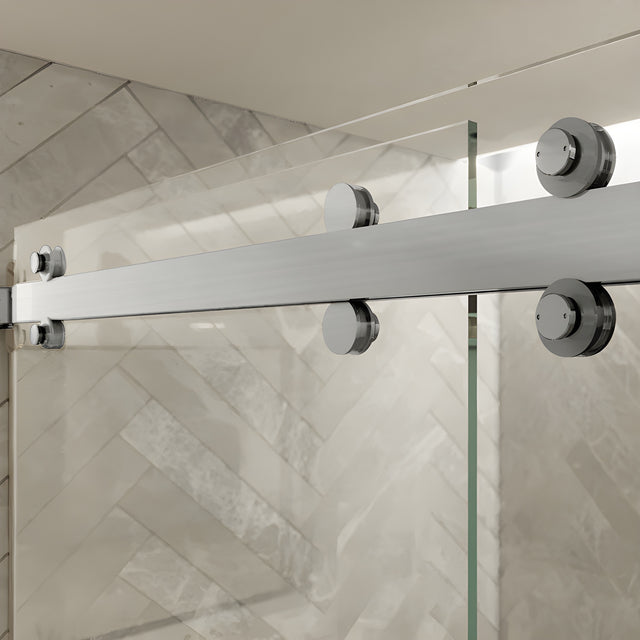 CRL Brushed Stainless Steel Deluxe 180 Degree Cambridge Series Two Door Bypass Sliding Shower Door System