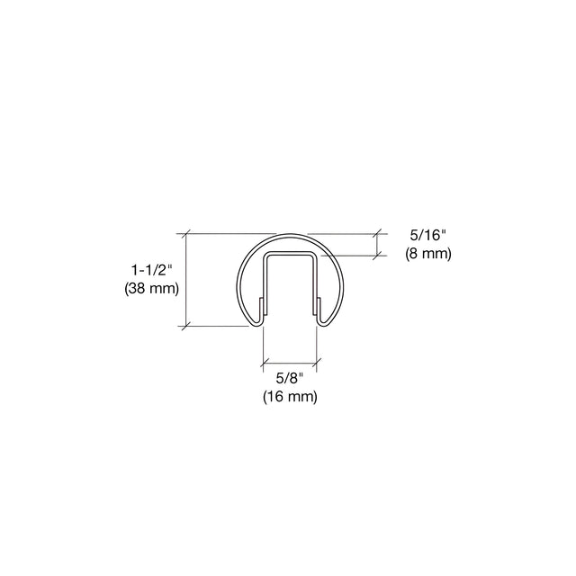 CRL 316 Grade Polished Stainless 1-1/2" Premium Cap Rail for 1/2" Glass - 120"
