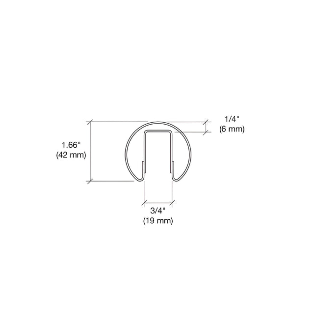 CRL Polished Stainless 1.66" Premium Cap Rail for 1/2" Glass - Custom Length