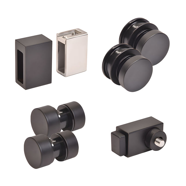 CRL Matte Black Replacement Rollers, Fixed Panels, Wall Bracket & Stopper for Cavoli Sliding Shower Door System