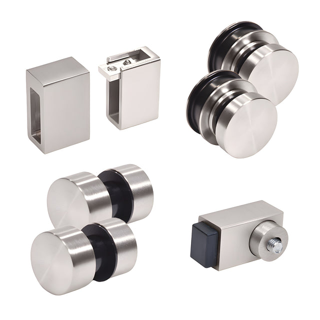 CRL Brushed Stainless Steel Replacement Rollers, Fixed Panels, Wall Bracket & Stopper for Cavoli Sliding Shower Door System