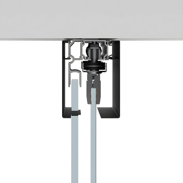 CRL50 Matte Black Series Bi-Parting with Two Fixed Panels Synchronized Ceiling Mount Kit