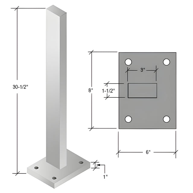 CRL 30" Silver Metallic Cielo Solid Stanchion