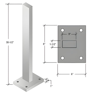 CRL 30" Silver Metallic Cielo Solid Stanchion