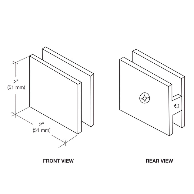 CRL Vintage Brass Square Style Hole-in-Glass Fixed Panel U-Clamp