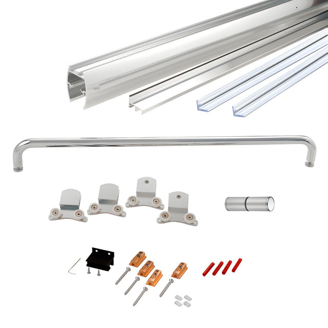 CRL Brite Anodized 60" x 80" Cottage CK Series Sliding Shower Door Kit with Clear Jambs for 3/8" Glass