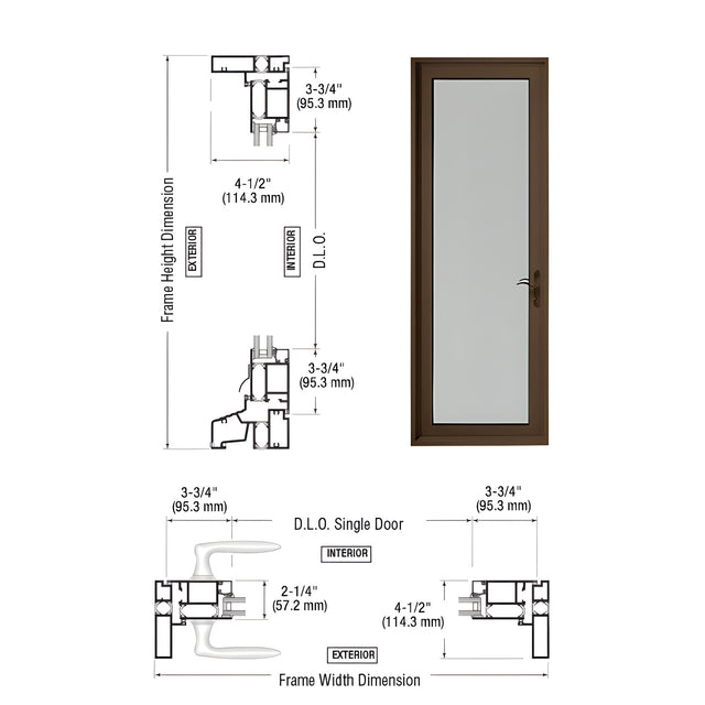 Custom Class I Bronze Black Anodized Series 900 Hinged Left Swing In Terrace Single Door with 3-3/4" Bottom Rail and Standard Threshold