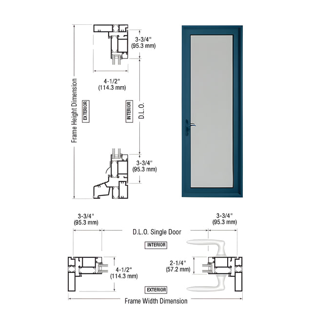 Custom Series 900 Custom KYNAR® Paint Hinged Right Swing In Terrace Single Door with 3-3/4" Bottom Rail and Standard Threshold