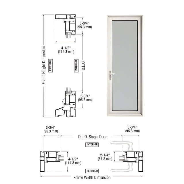 Custom Series 900 White KYNAR® Paint Hinged Right Swing In Terrace Single Door with 3-3/4" Bottom Rail and Standard Threshold