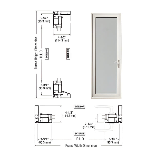 Custom Series 900 White KYNAR® Paint Hinged Right Swing Out Terrace Single Door with 3-3/4" Bottom Rail and Standard Threshold