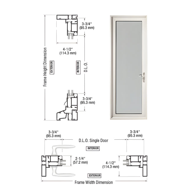 Custom White KYNAR® Paint Series 900 Hinged Left Swing In Terrace Single Door with 3-3/4" Bottom Rail and Standard Threshold