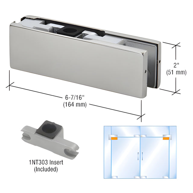 DORMAKABA® Brushed Stainless Top Door Patch Fitting with Pivot Insert For 3/4" Glass
