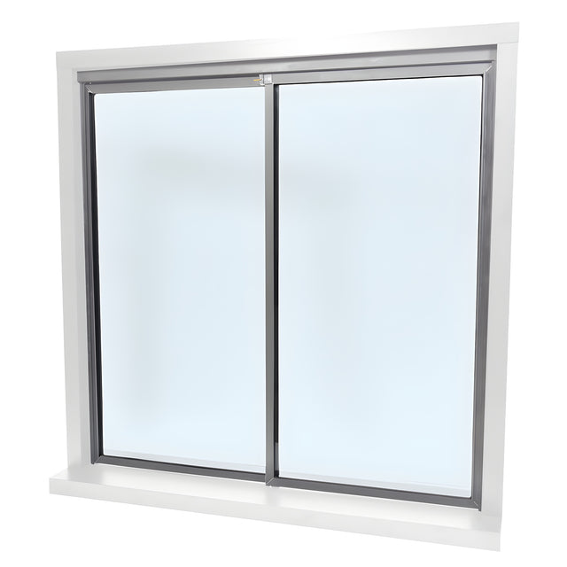 CRL Daisy Satin Anodized Factory Glazed with 1/4" Tempered Glass Pass-Thru Assembly 36" Width 48" Height