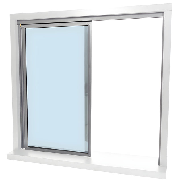 CRL Daisy Satin Anodized Factory Glazed with 1/4" Tempered Glass Pass-Thru Assembly 48" Width 48" Height